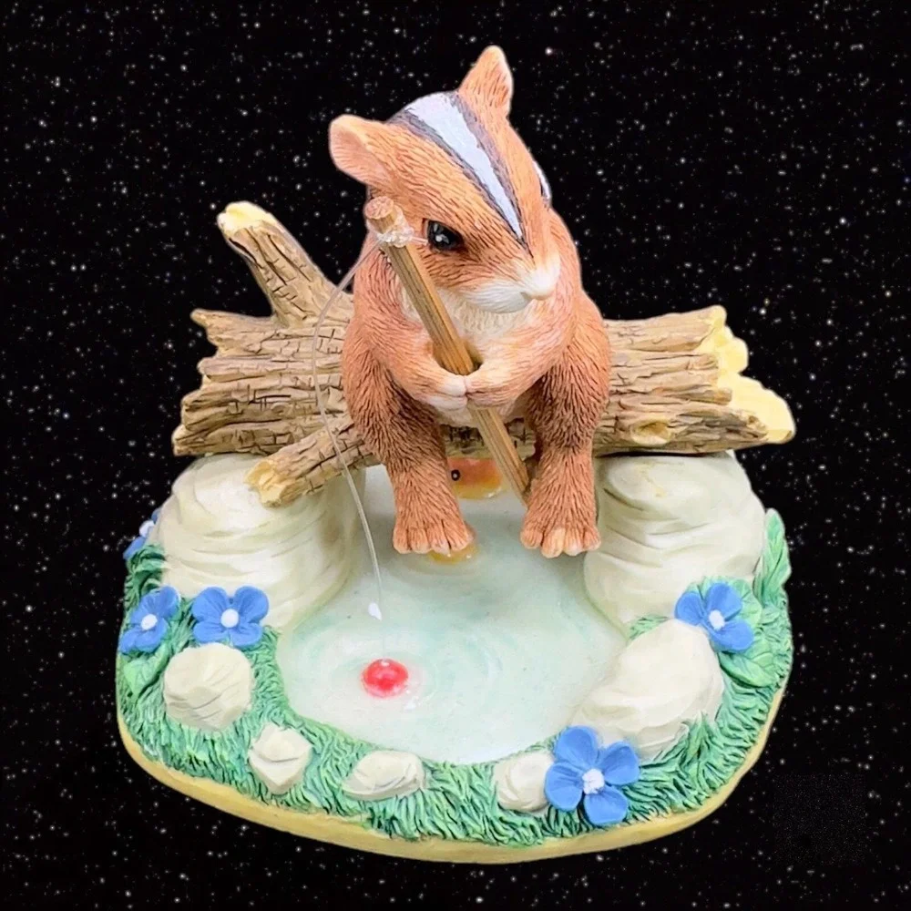 Charming Tails Chipmunk Fitz and Floyd Figurine Resin GONE FISHING 3